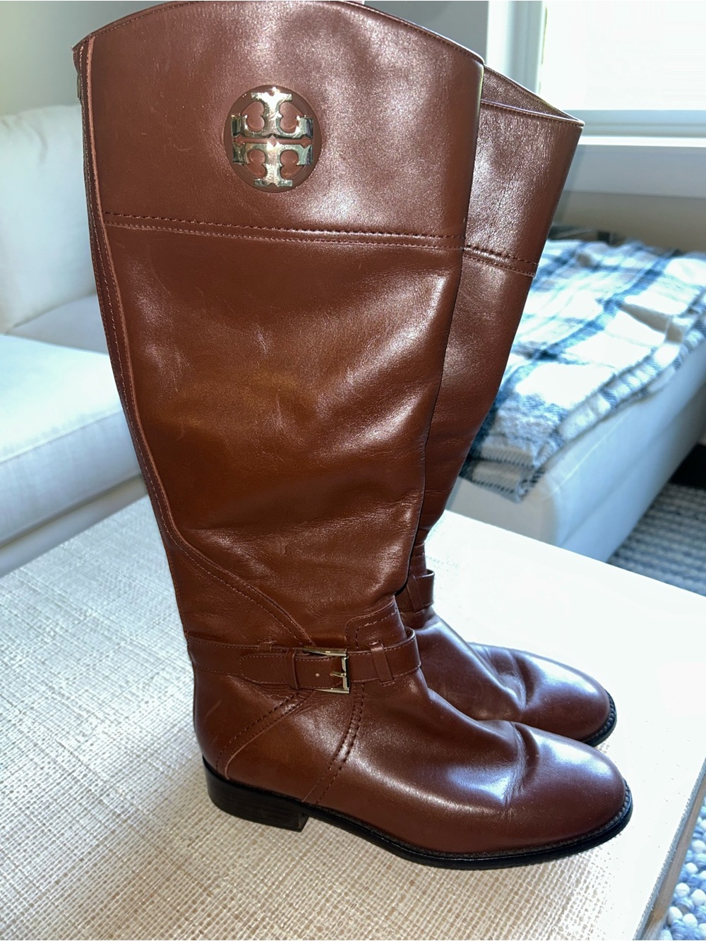 Tory Burch Chestnut Brown Adeline Boots Wide Calf